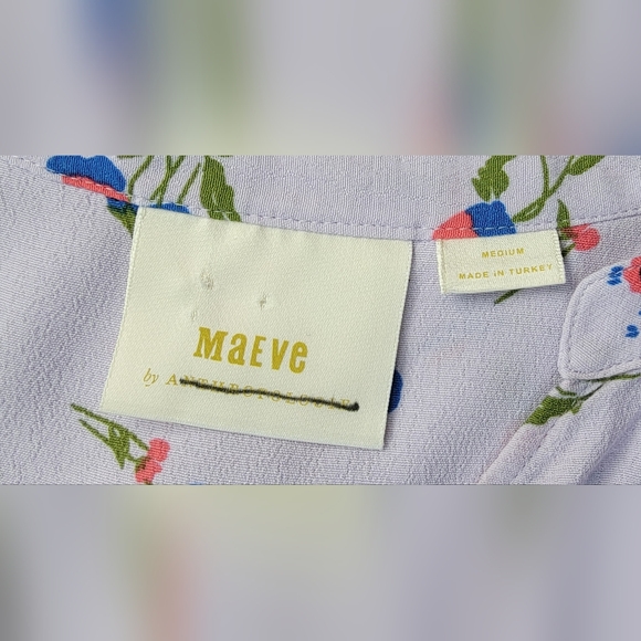 Maeve Anthropologie Juno Floral Print Mini Dress Women's M Lilac Flowy 3/4 Sleev - Picture 6 of 15